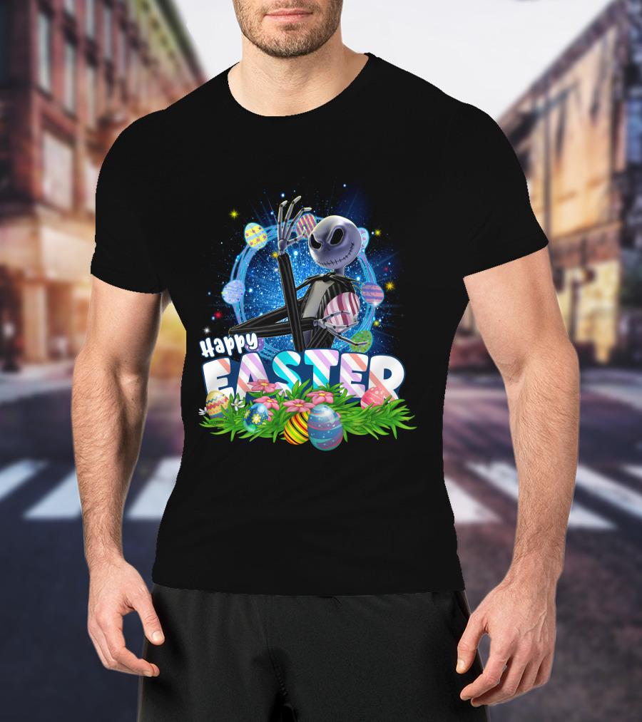 Jack Happy Easter With Eggs And Flowers T-Shirt