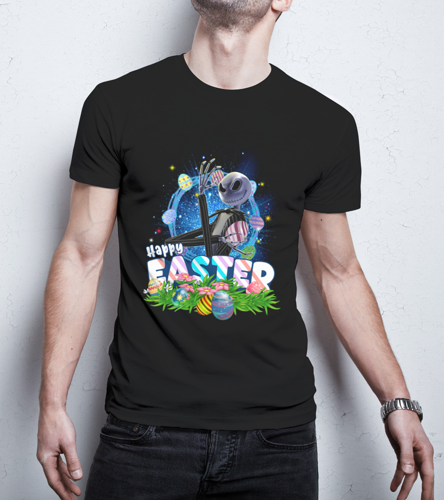 Jack Happy Easter With Eggs And Flowers T-Shirt