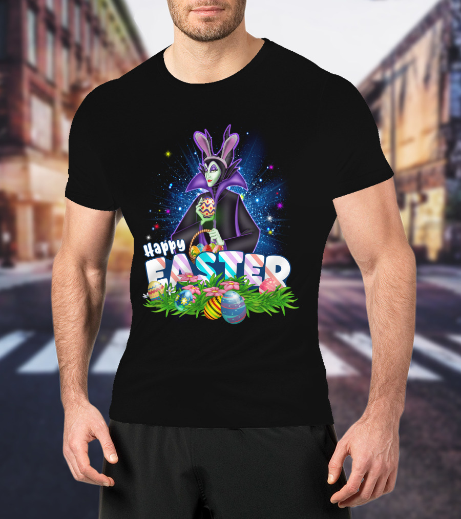 Happy Easter Maleficent With Easter Eggs And Stars T-Shirt