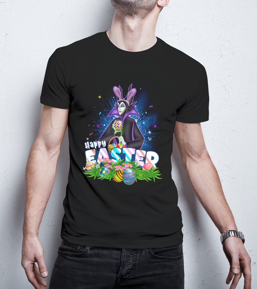 Happy Easter Maleficent With Easter Eggs And Stars T-Shirt