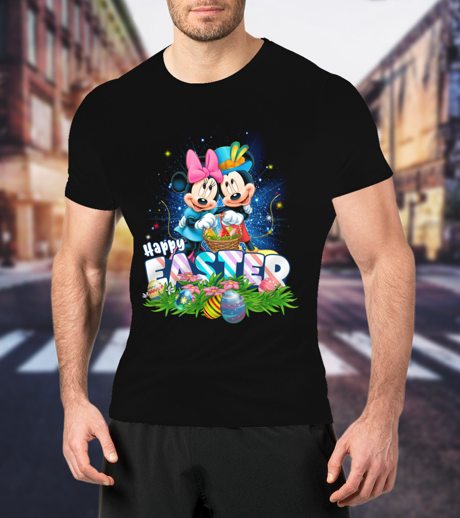 Mk Mn Happy Easter Basket Celebration With Colorful Eggs T-Shirt