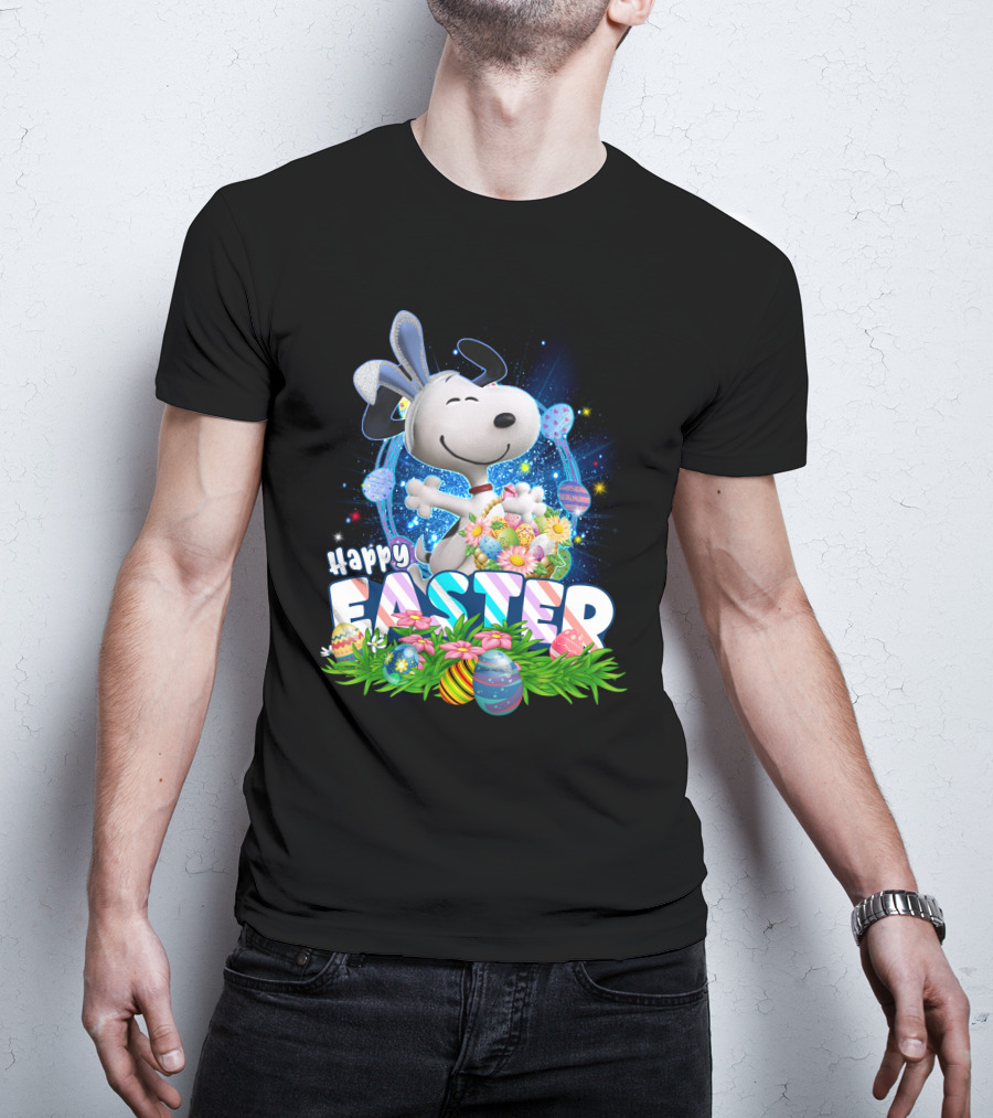 Happy Easter Snoopy With Colorful Eggs And Flowers T-Shirt