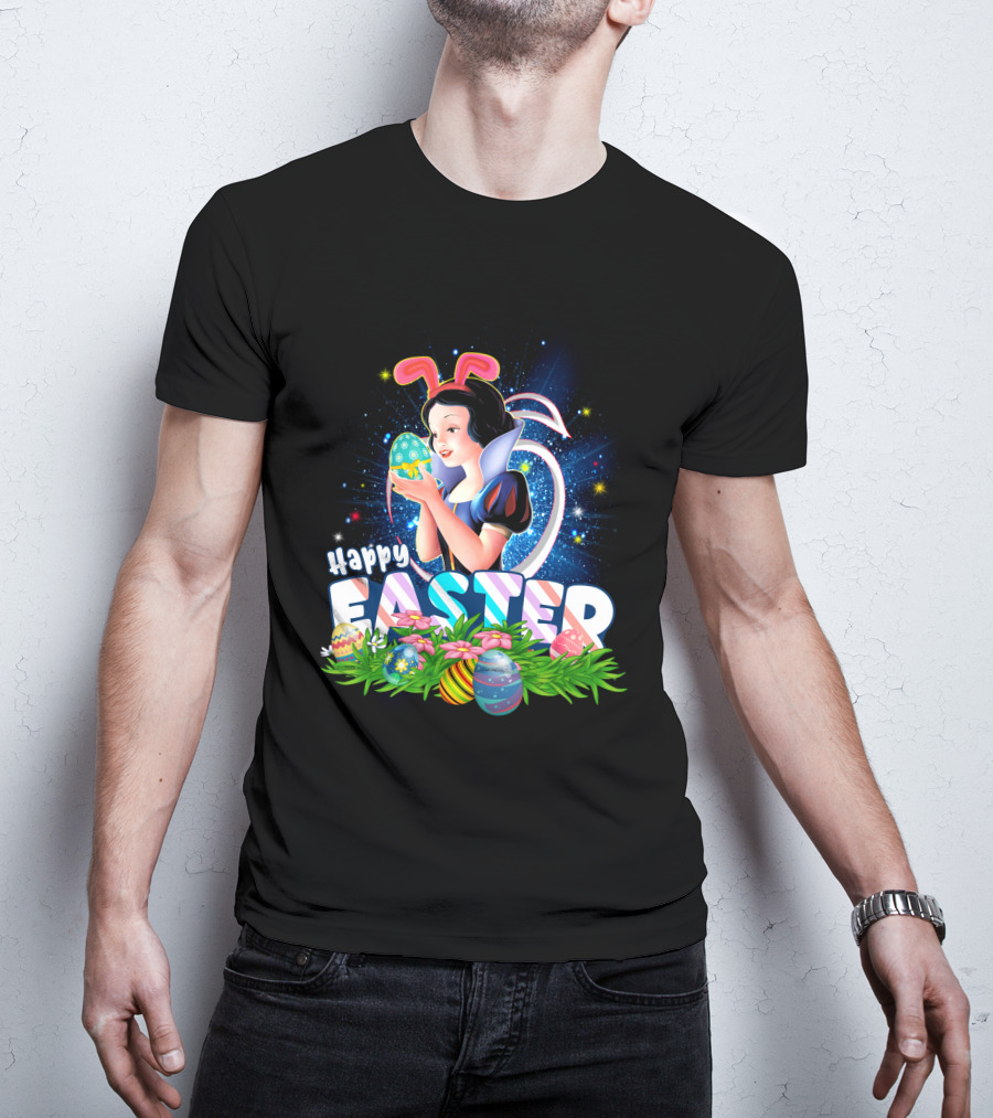 Snow White Happy Easter Bunny Ears Colorful Eggs Magic T-Shirt