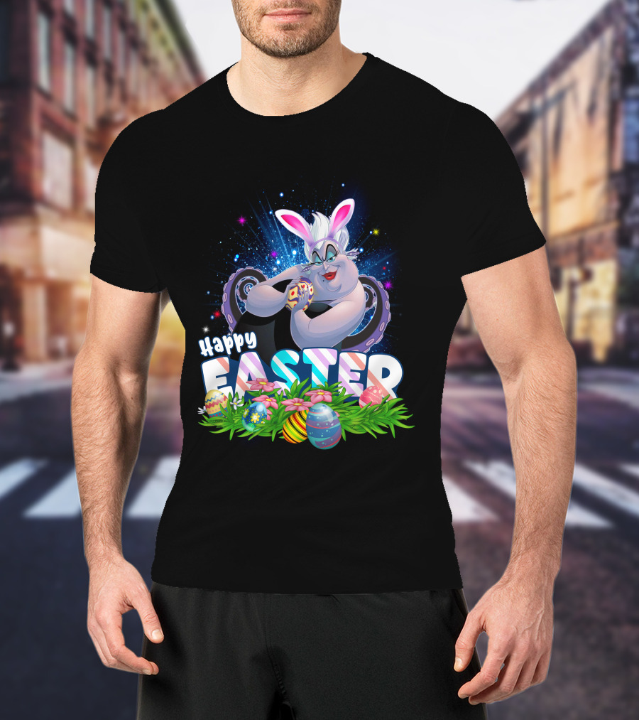 Ursula Happy Easter Bunny Eggs And Flowers T-Shirt