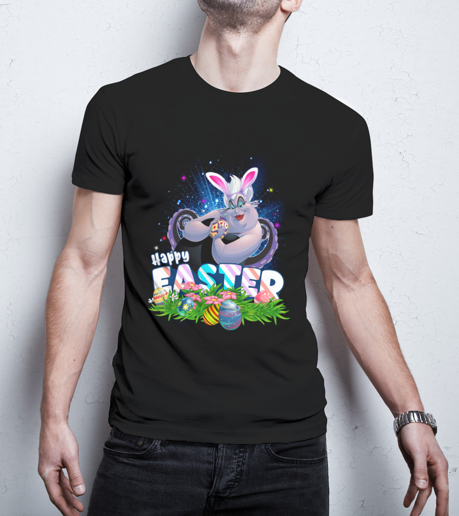 Ursula Happy Easter Bunny Eggs And Flowers T-Shirt