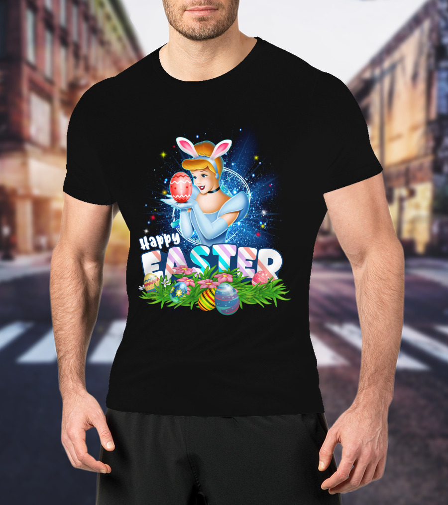 Cinderella Easter Bunny Ears With Colorful Eggs And Flowers T-Shirt