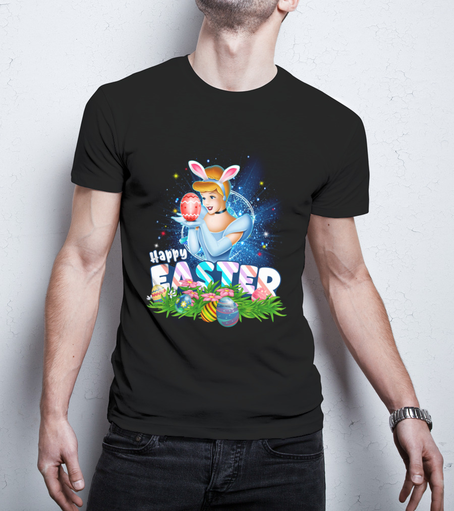 Cinderella Easter Bunny Ears With Colorful Eggs And Flowers T-Shirt