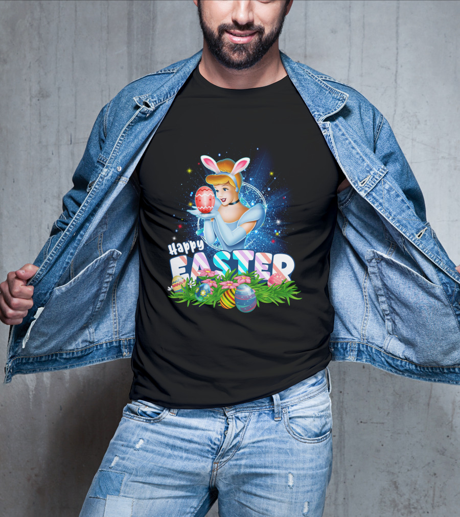 Cinderella Easter Bunny Ears With Colorful Eggs And Flowers T-Shirt