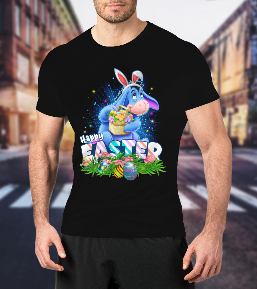 Eeyore Easter Basket With Eggs And Flowers Happy Easter T-Shirt