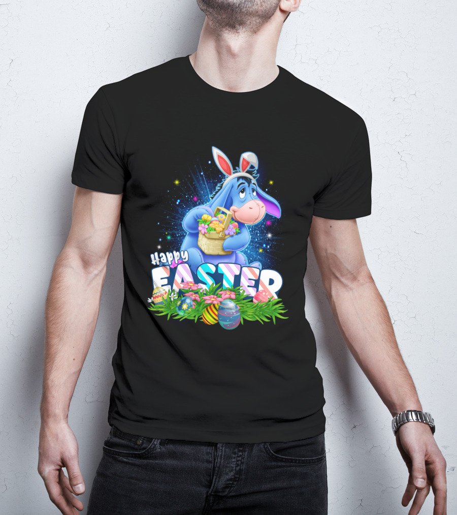 Eeyore Easter Basket With Eggs And Flowers Happy Easter T-Shirt