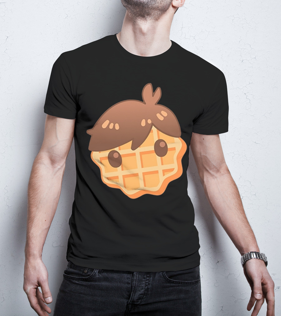 Waffle Head Cute Breakfast Character Face With Hair T-Shirt