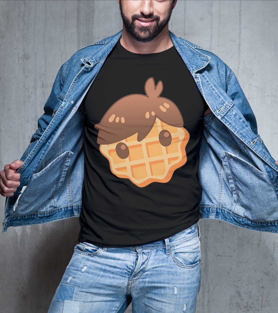 Waffle Head Cute Breakfast Character Face With Hair T-Shirt