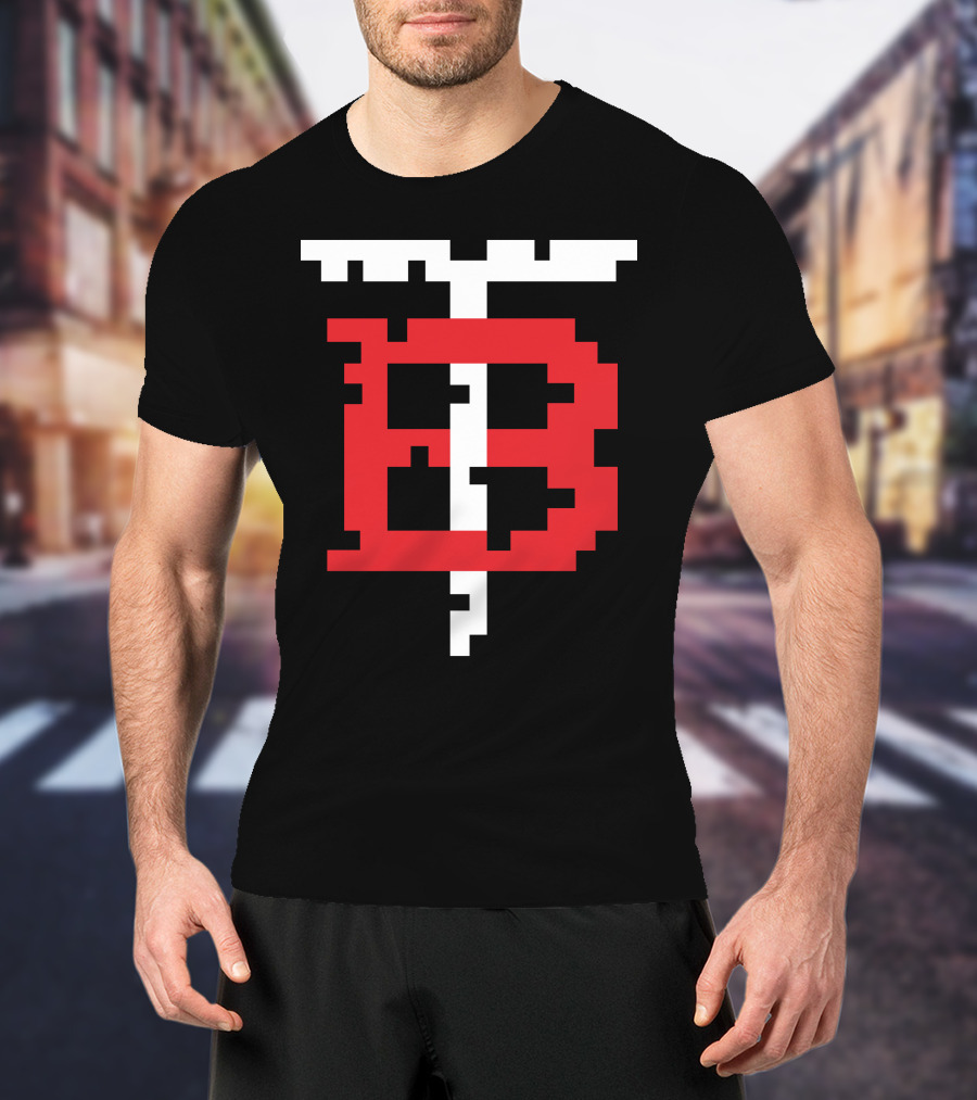 GGEZ BLACK Pixelated Red B With White T T-Shirt