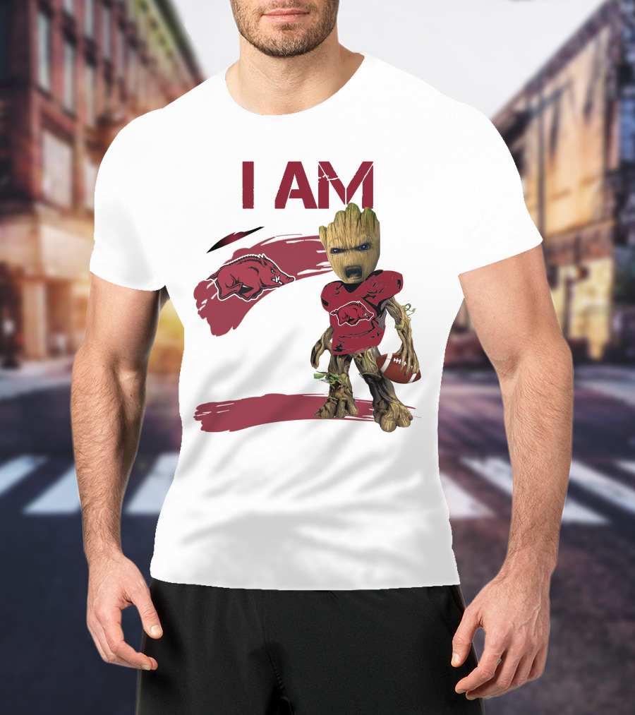 I AM Arkansas Razorbacks Football Groot Fan T-Shirt