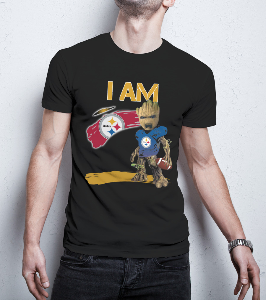 I AM Steelers Groot Football Fan Crossover T-Shirt