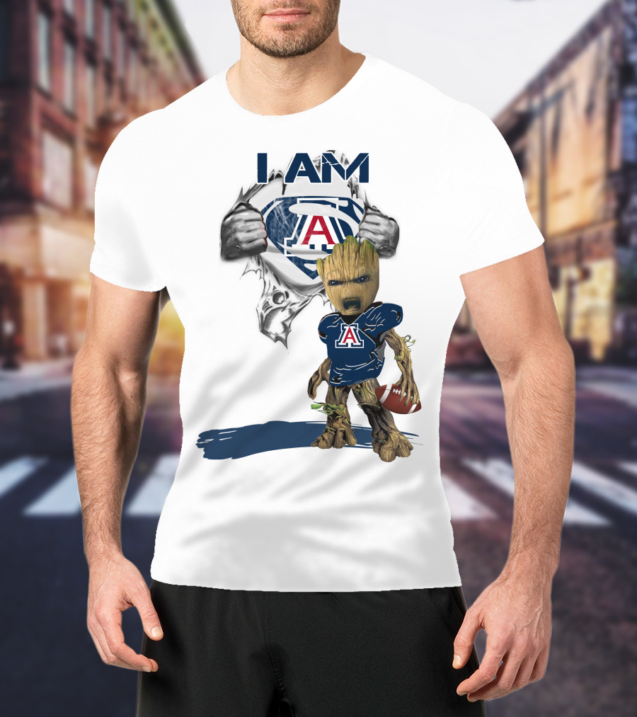 I Am Arizona Baby Groot Superman Football Fan T-Shirt