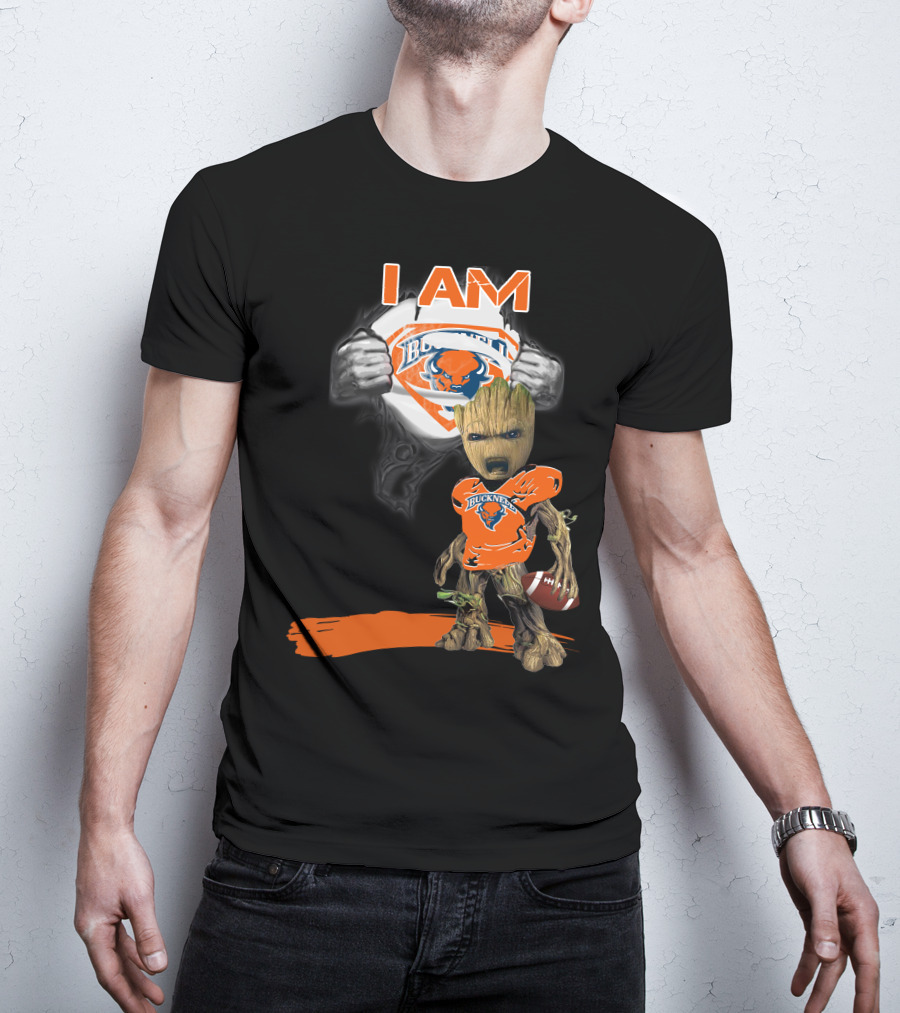 I AM Bucknell Bison Baby Groot Football T-Shirt