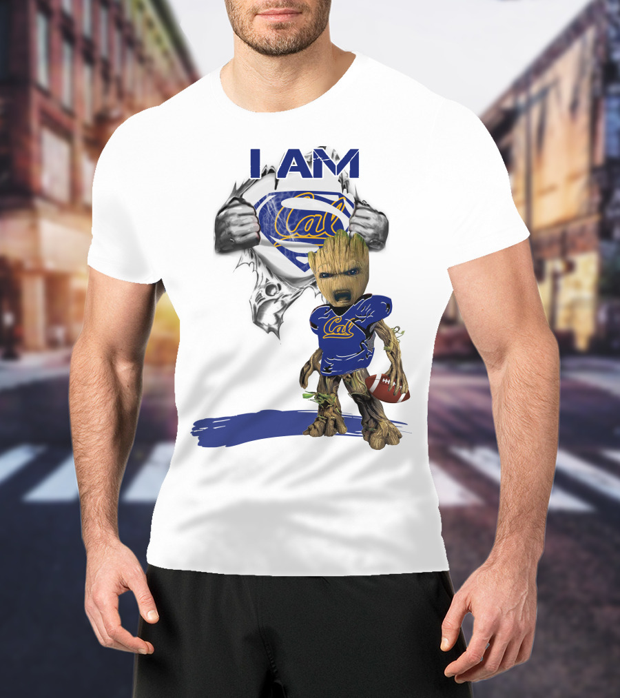 I AM Cal Baby Groot Superman Football T-Shirt