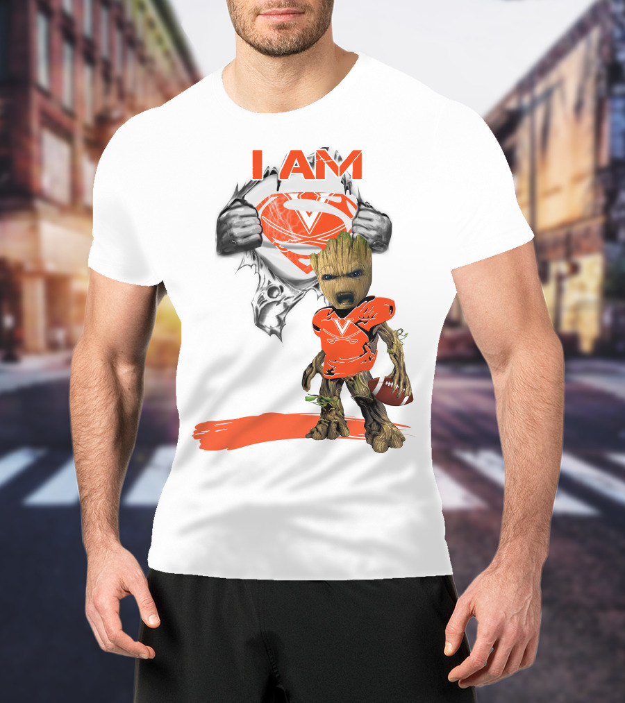 I AM Cavaliers Baby Groot Superman Football T-Shirt