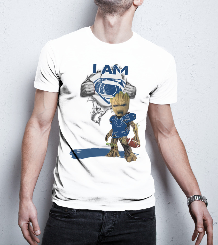 I Am Colts Baby Groot Superman Football T-Shirt
