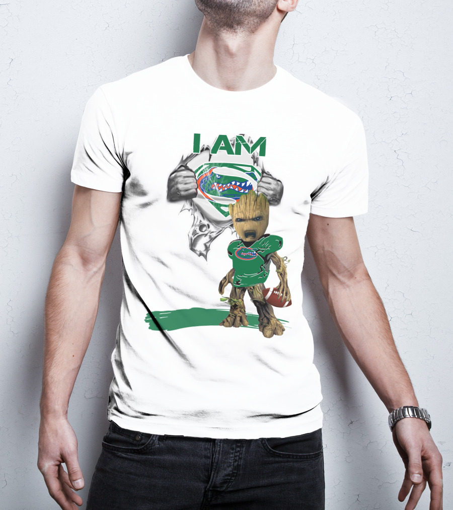 I AM Gators Baby Groot Superman Football T-Shirt