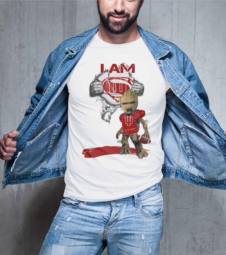 I AM Hoosiers Baby Groot Superman Football T-Shirt