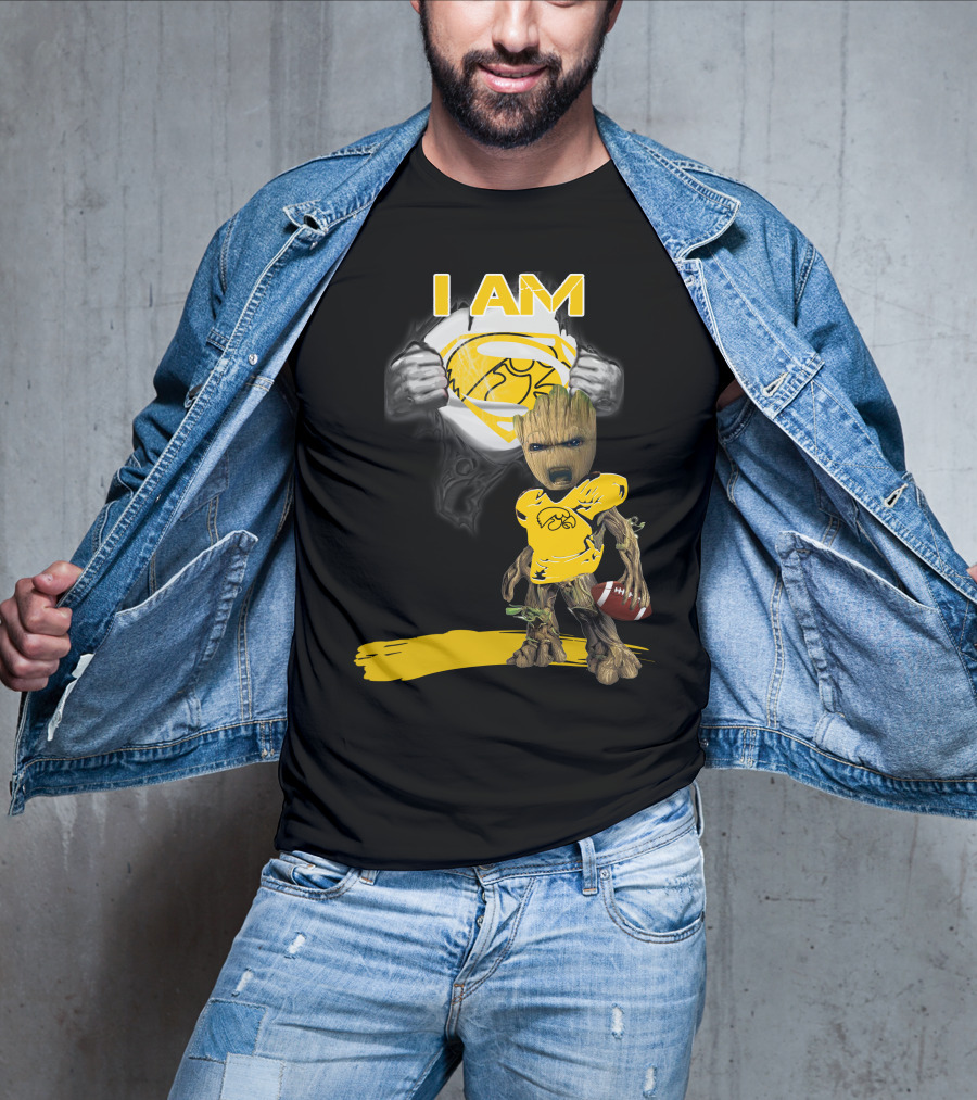 Iowa Hawkeyes Baby Groot Superman Football T-Shirt