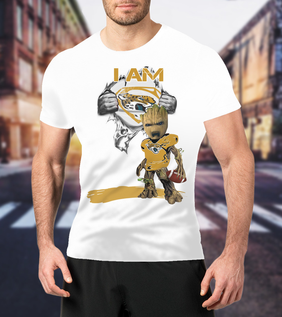 I Am Jaguars Baby Groot Superman Football Fan T-Shirt