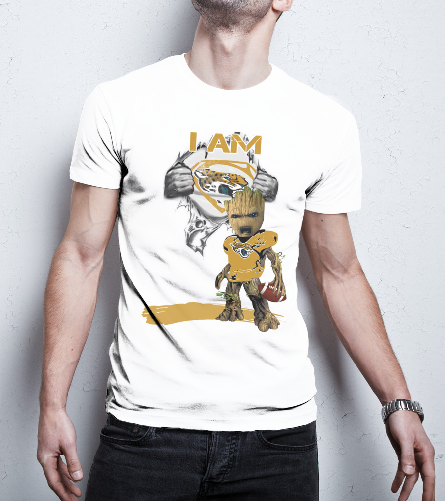 I Am Jaguars Baby Groot Superman Football Fan T-Shirt