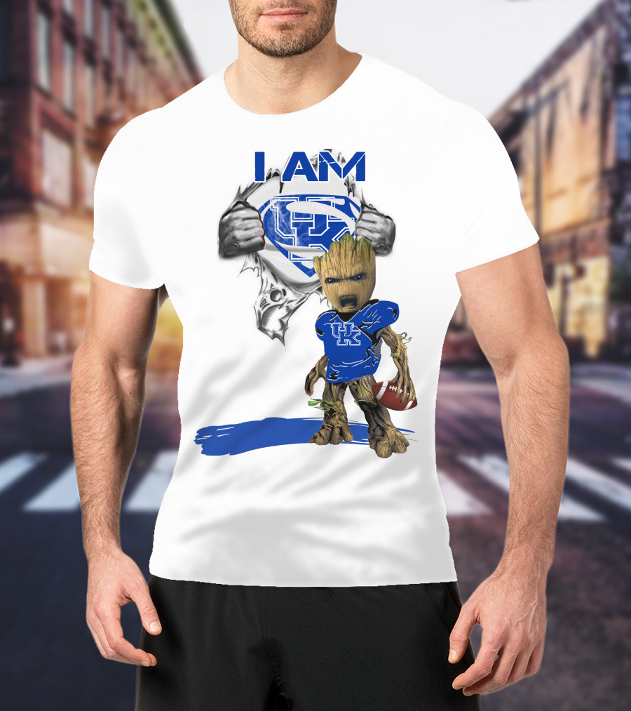 I Am Kentucky Baby Groot UK Superman Football T-Shirt