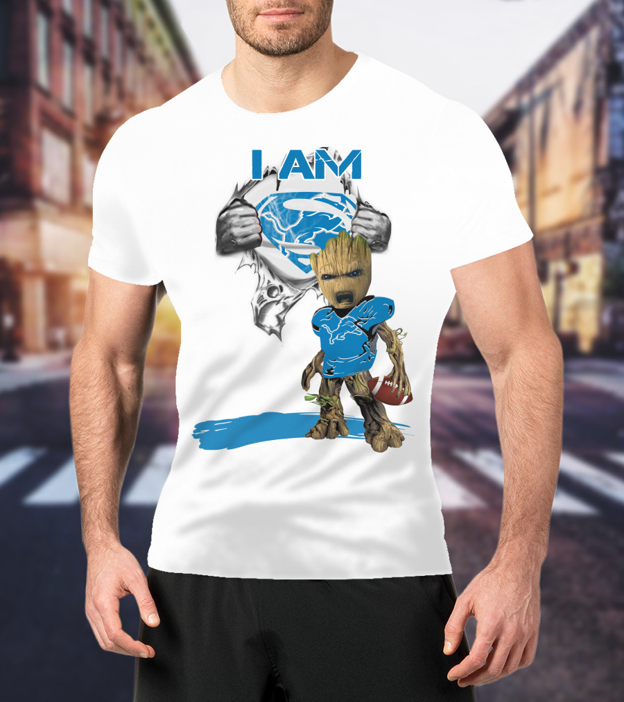 I AM Lion Baby Groot Superman Football T-Shirt