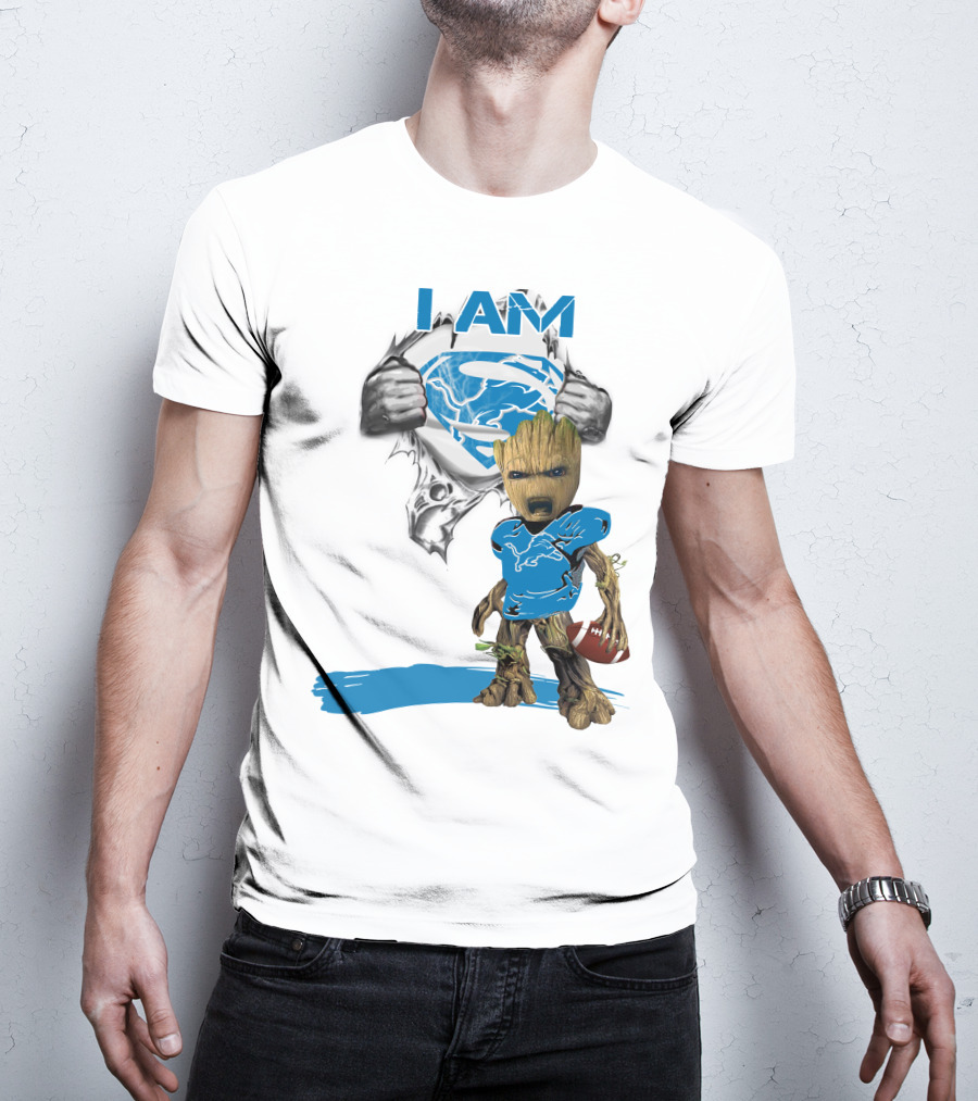 I AM Lion Baby Groot Superman Football T-Shirt