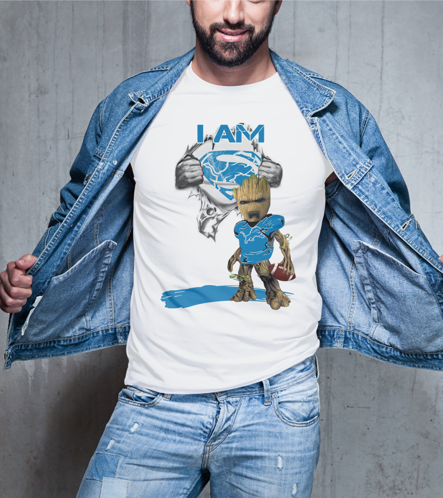 I AM Lion Baby Groot Superman Football T-Shirt