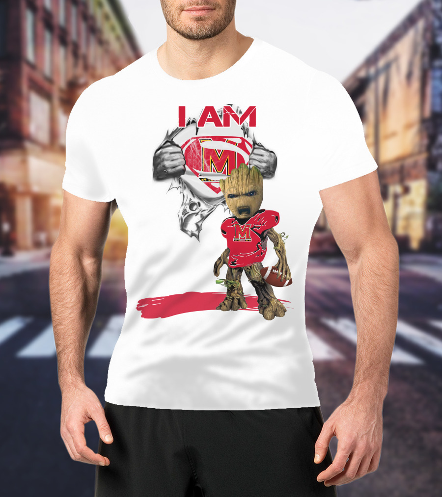 I Am Maryland Baby Groot Football Superman T-Shirt