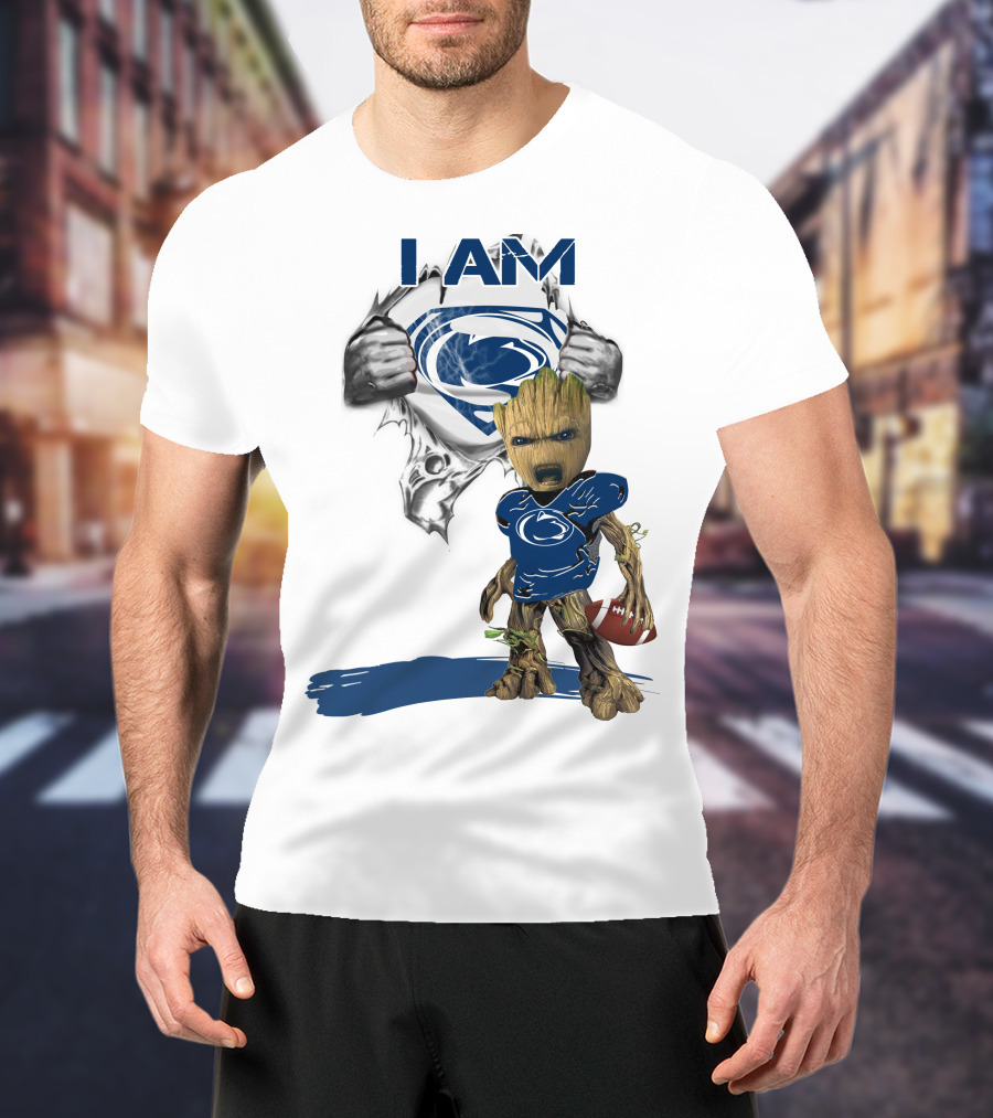 I Am Baby Groot Penn State Football Holding Superman T-Shirt