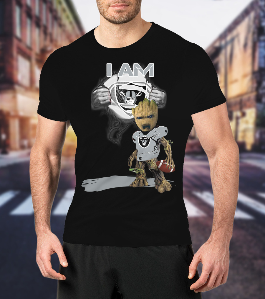 Raiders Baby Groot I Am Superman NFL Football T-Shirt