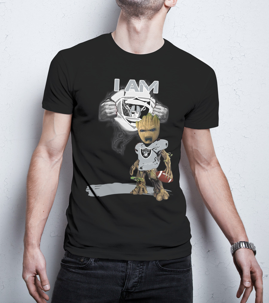 Raiders Baby Groot I Am Superman NFL Football T-Shirt