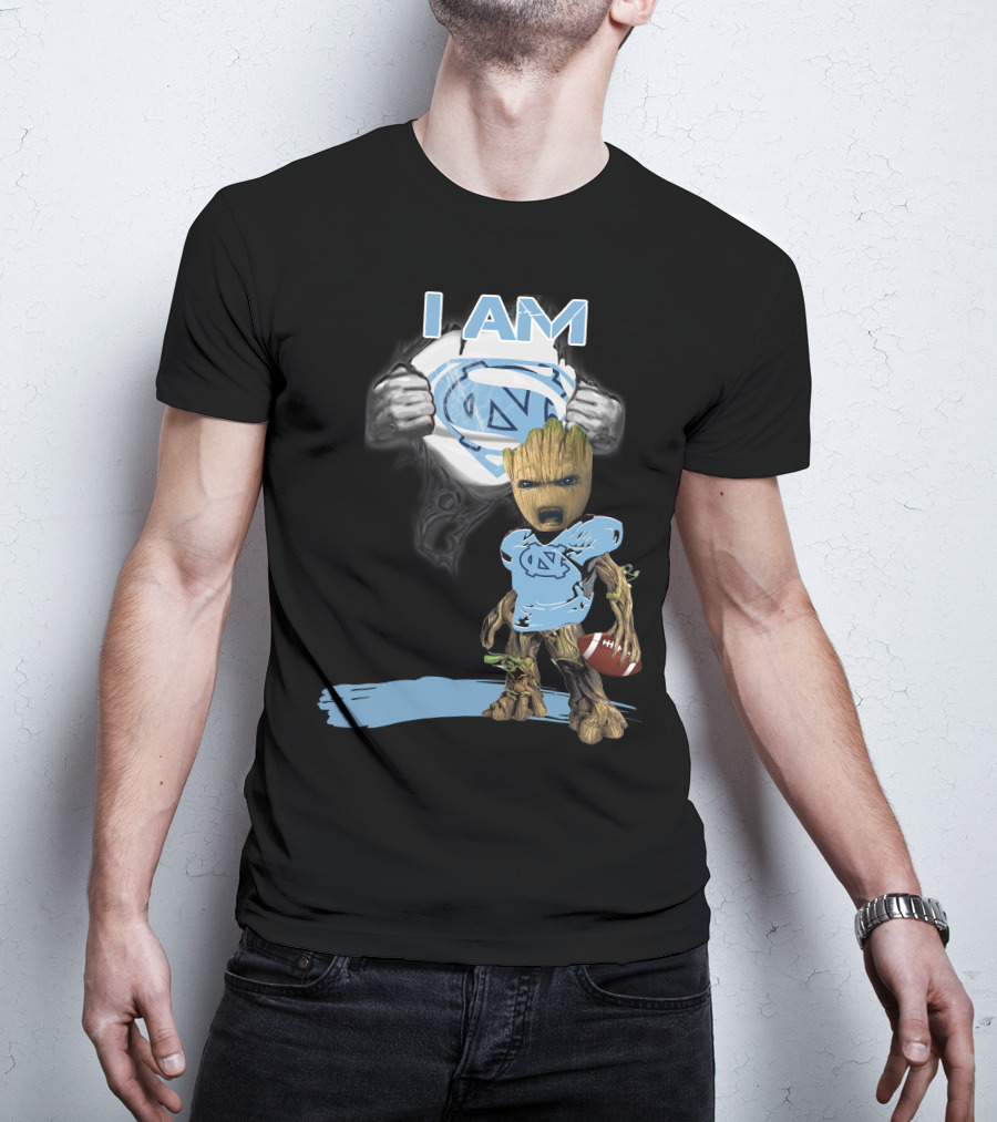 I AM Tarheel Baby Groot Superman T-Shirt