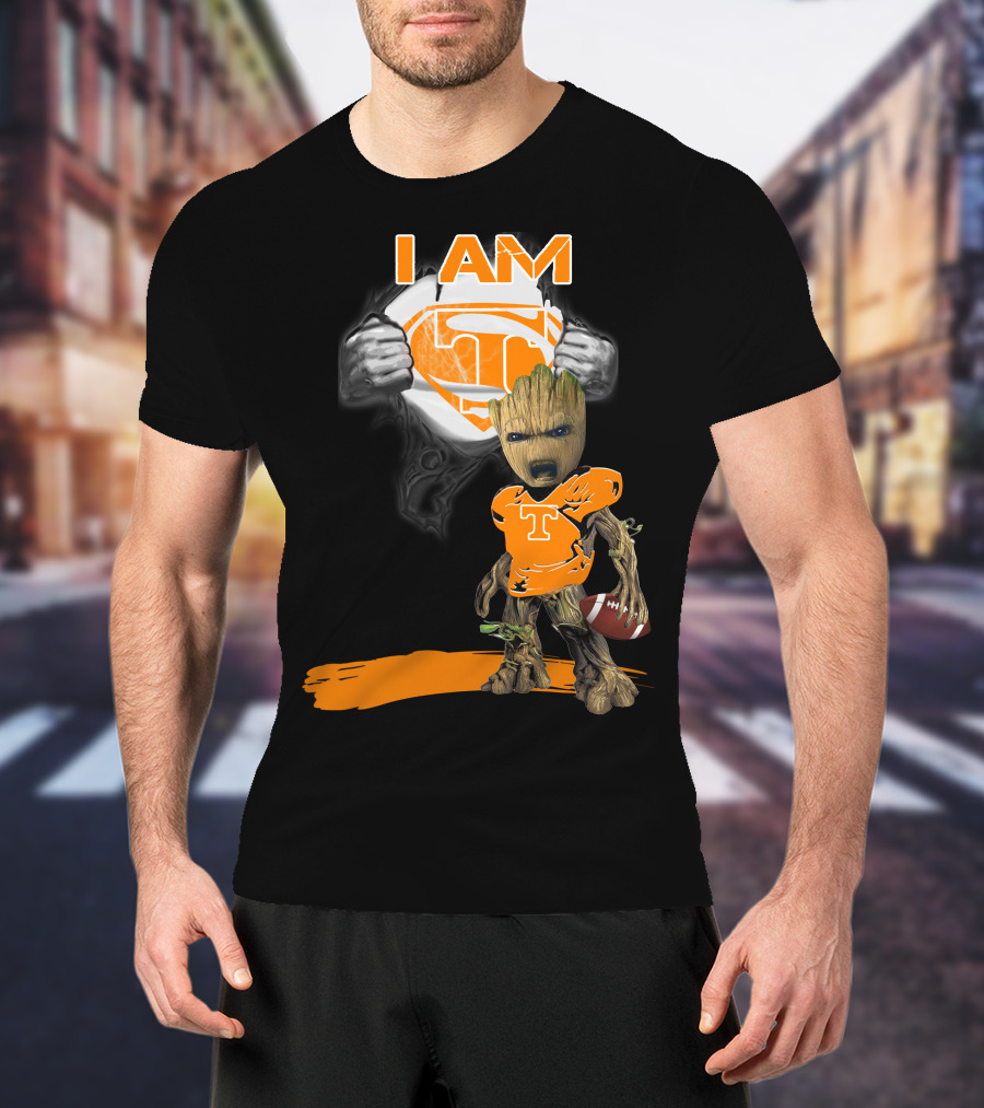 I Am Tennessee Baby Groot Superman Football T-Shirt