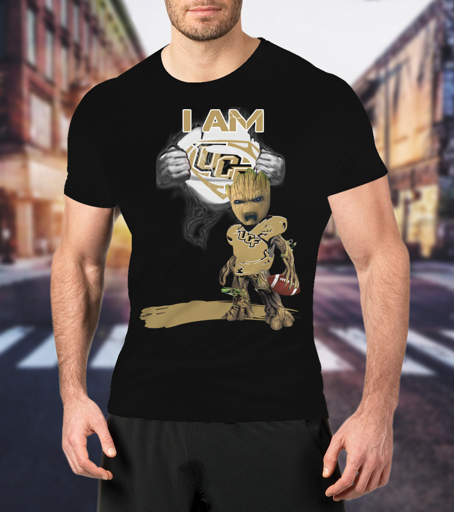 I AM UCF Baby Groot Football Superman T-Shirt
