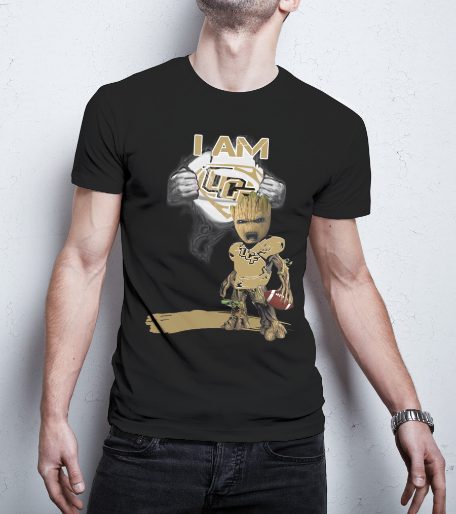 I AM UCF Baby Groot Football Superman T-Shirt