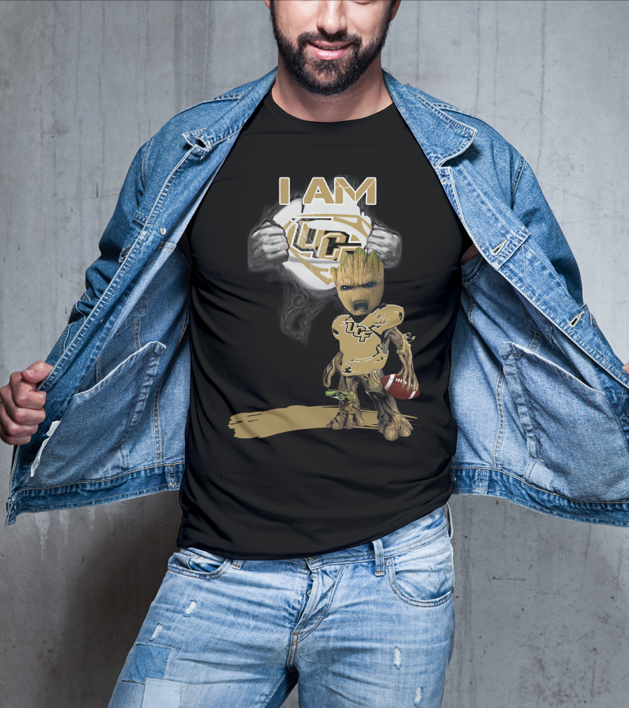 I AM UCF Baby Groot Football Superman T-Shirt