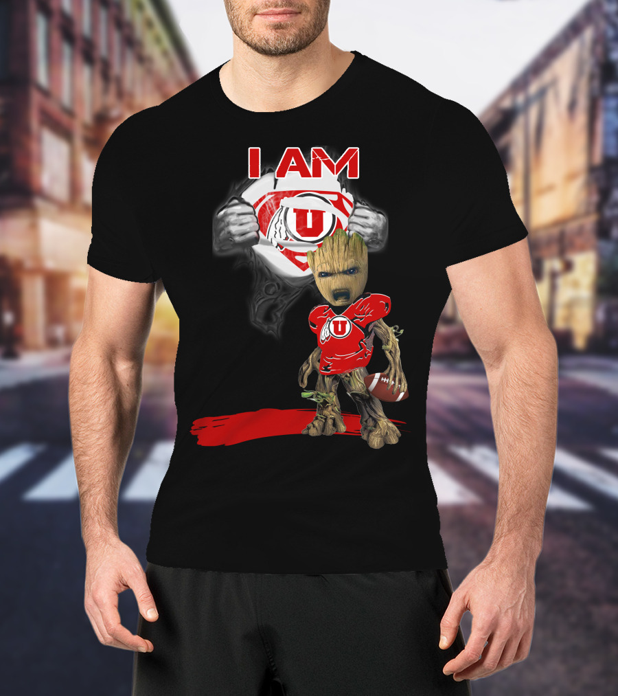 I Am Utes Baby Groot Superman Football T-Shirt
