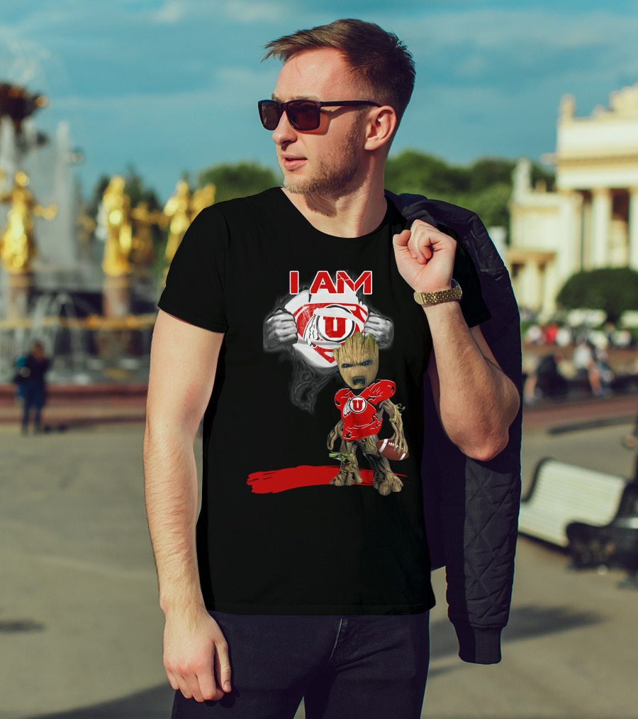 I Am Utes Baby Groot Superman Football T-Shirt