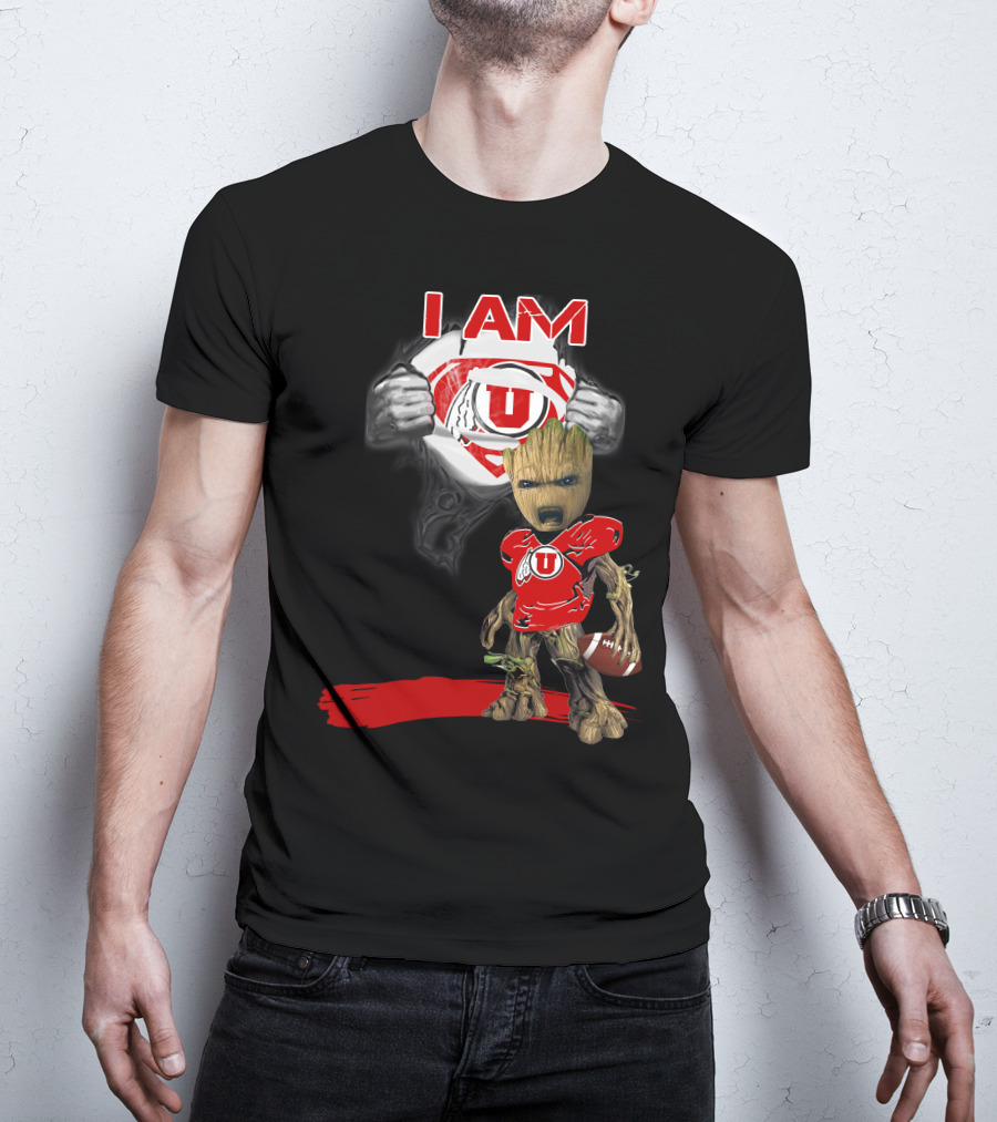 I Am Utes Baby Groot Superman Football T-Shirt