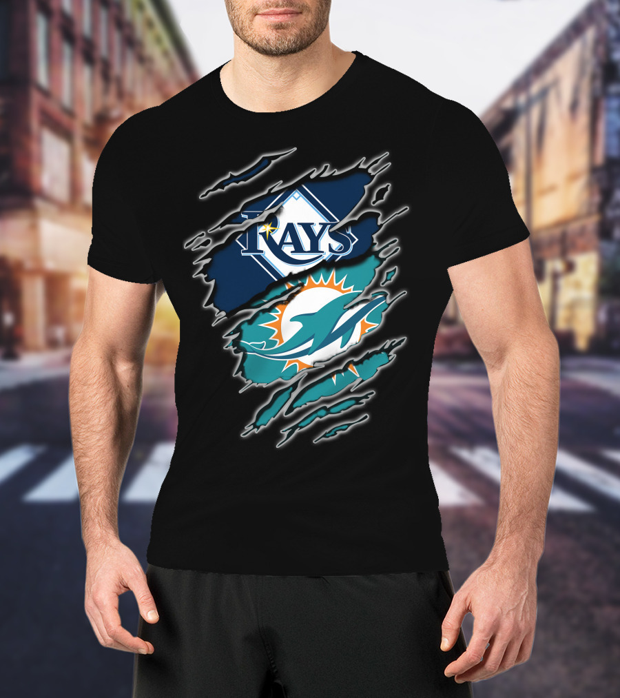 Rays Dolphins Ripped T-Shirt