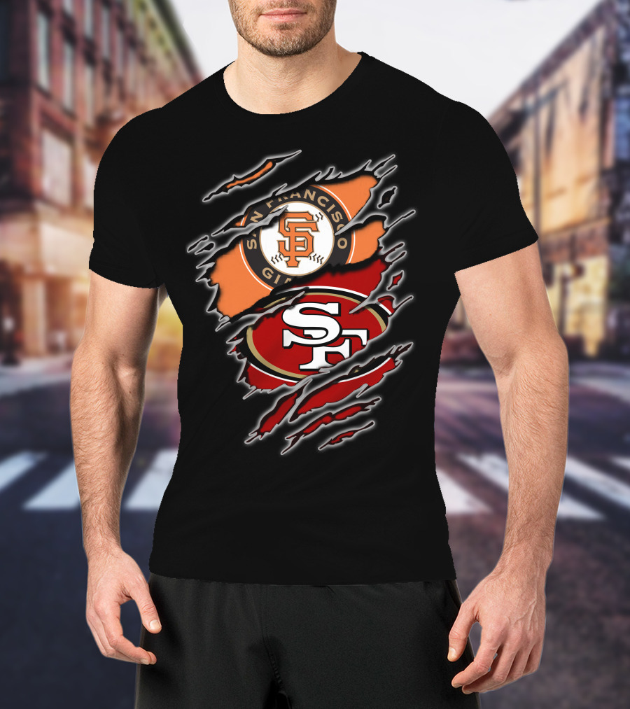 San Francisco Giants 49ers SF Logo Dual Team Claw Marks T-Shirt