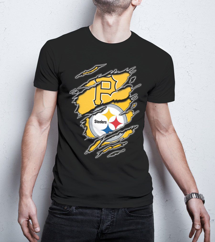 Steelers Pirates Torn Ripped Merge T-Shirt