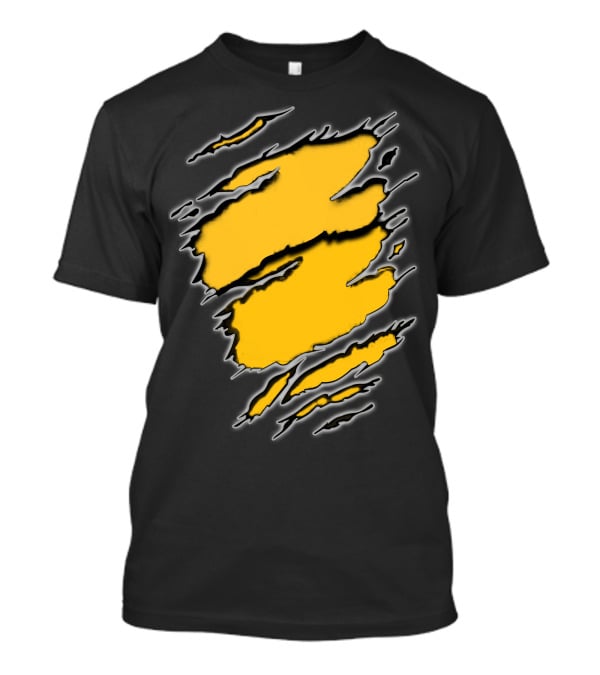 Steelers Pirates16 Fan Gear Torn Ragged Yellow Claw Marks T-Shirt
