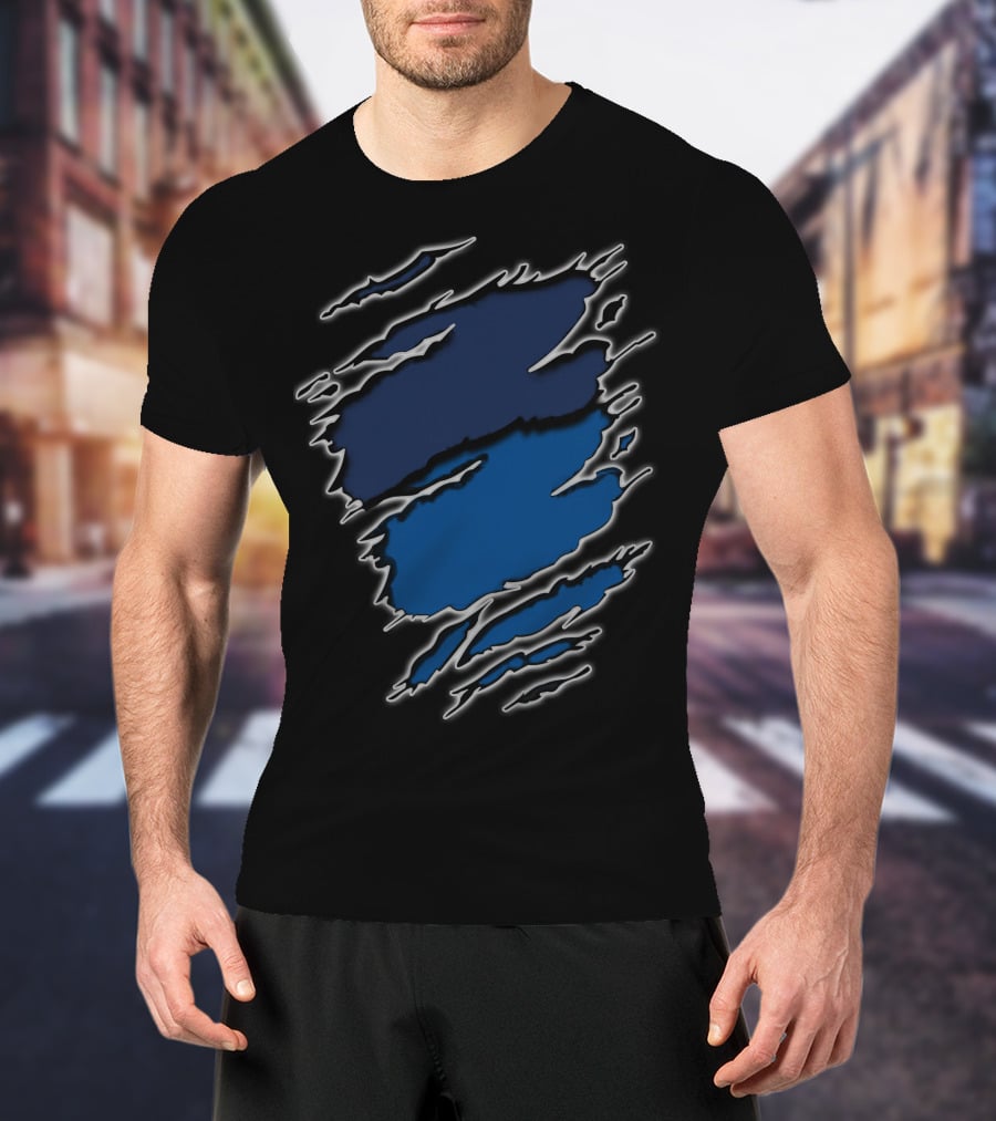 Yan Colts18 Blue And Black Torn T-Shirt